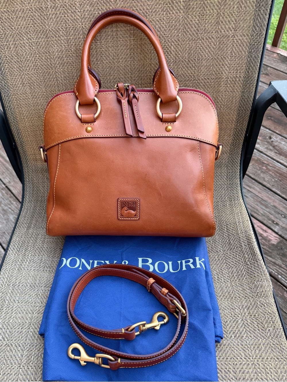 Dooney & Bourke Florentine Leather CAMERON Satchel Crossbody in NATURAL